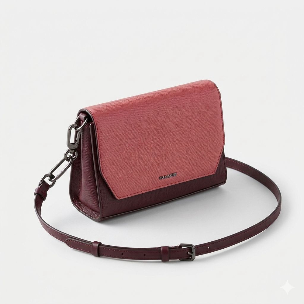 Coach Burgundy Colorblock Leather Crossbody Bag